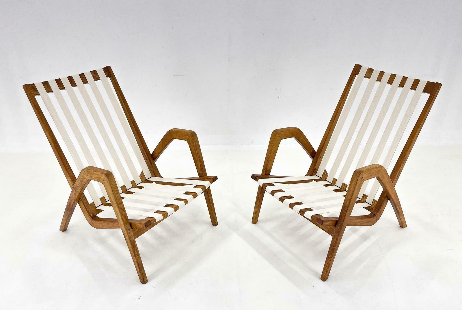 Furniture Pair Of 1970s Jan Vaněk Oak Armchairs, Czechoslovakia photo