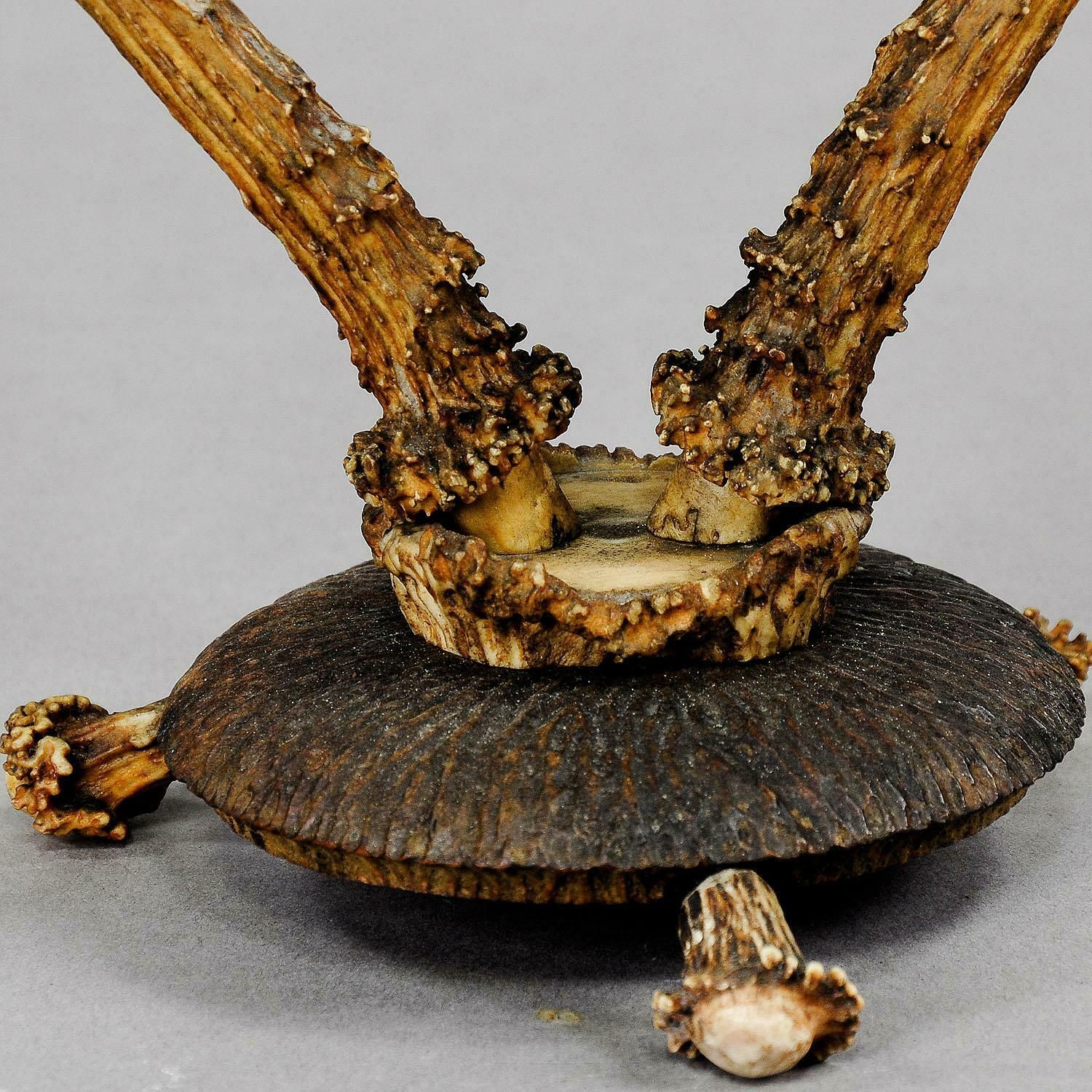Antique Cabin Decor Two Armed Antler Candlestick 1900 photo 774.0