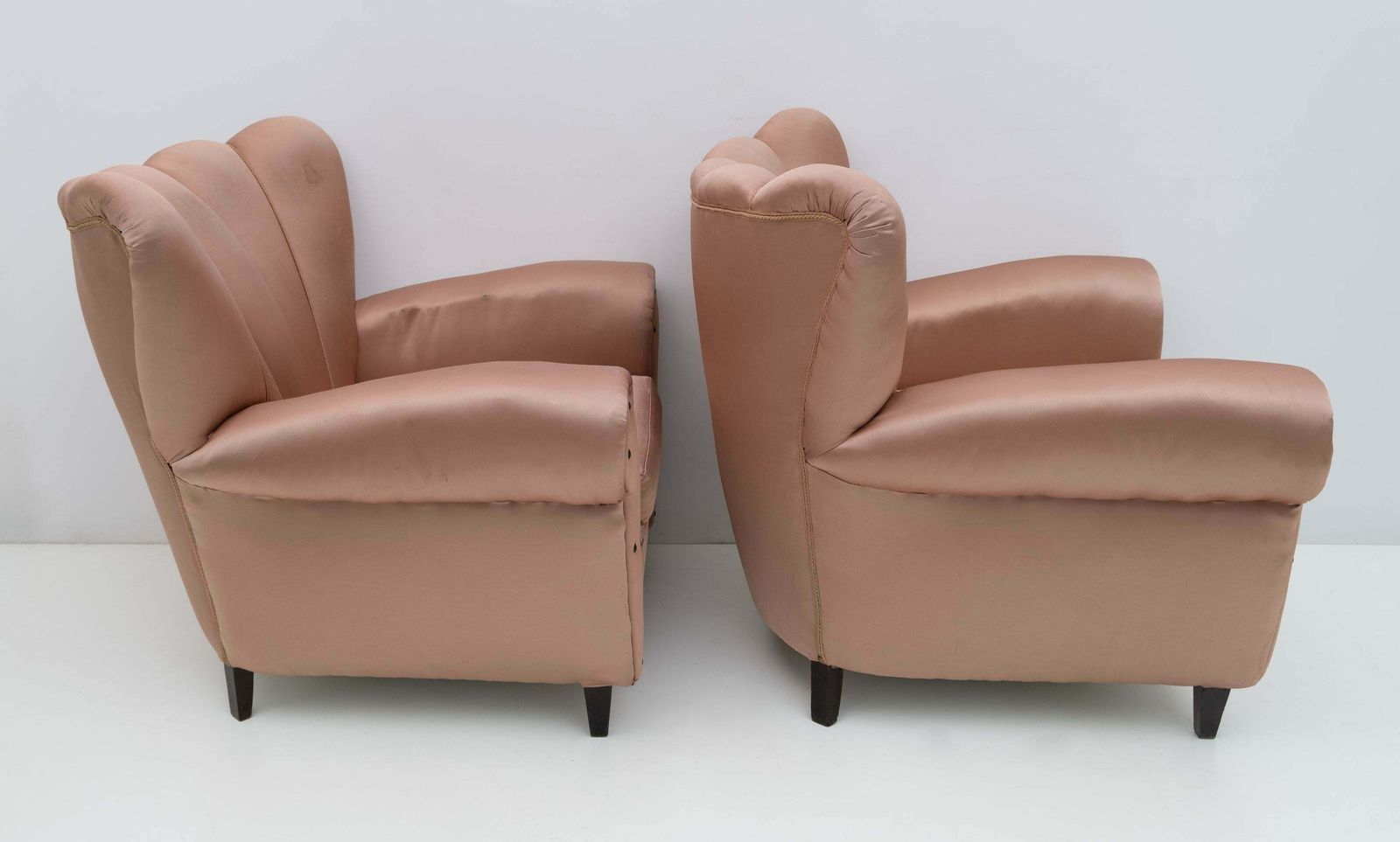 Pair Of Mid Century Modern Italian Satin Armchairs, 1950s photo 1585.0