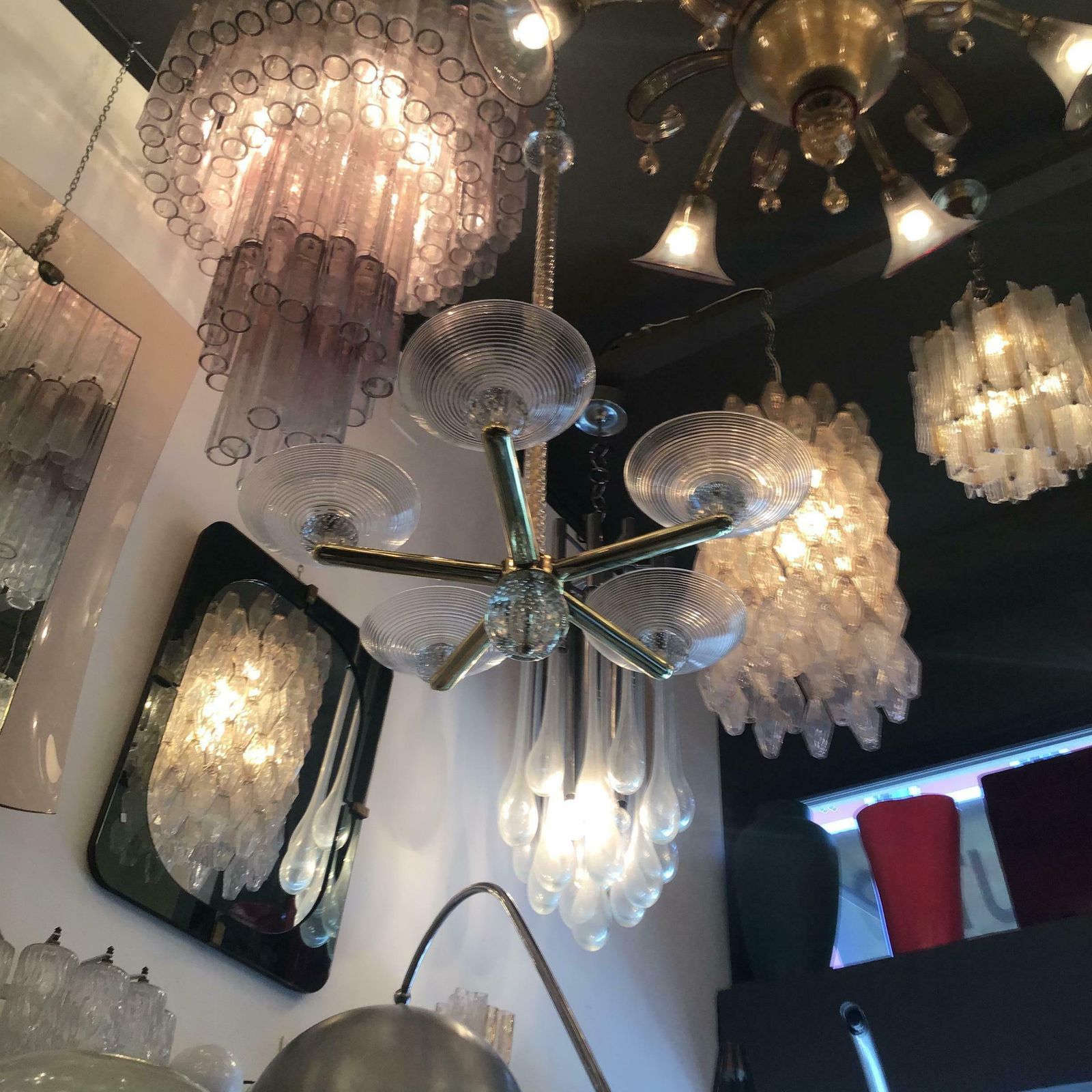 Seguso Chandelier Brass Murano Glass 1950 Italy photo buy