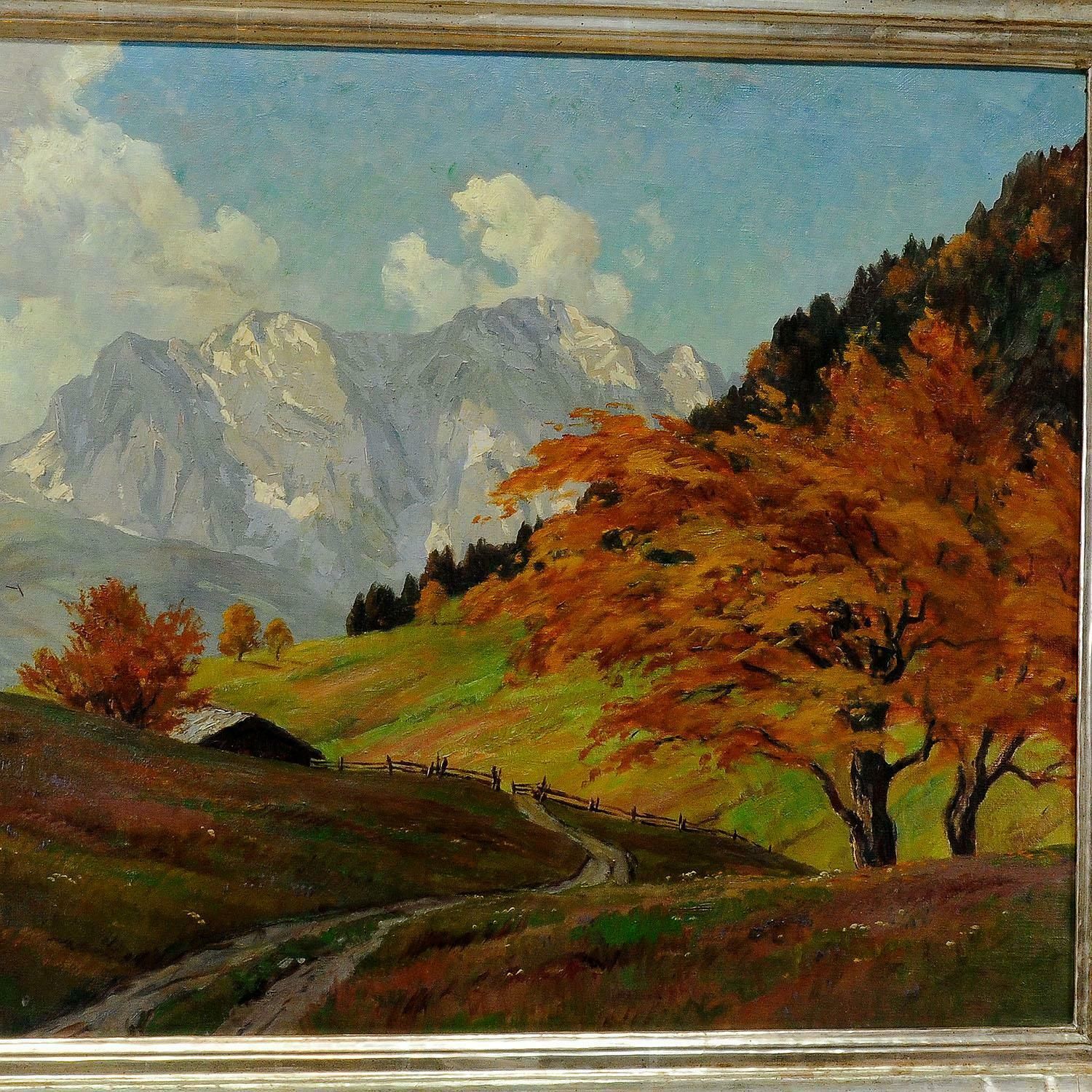 Erwin Kettemann Landscape In The Tyrolean Alps, Oil On Canvas Ca. 1930 photo Art