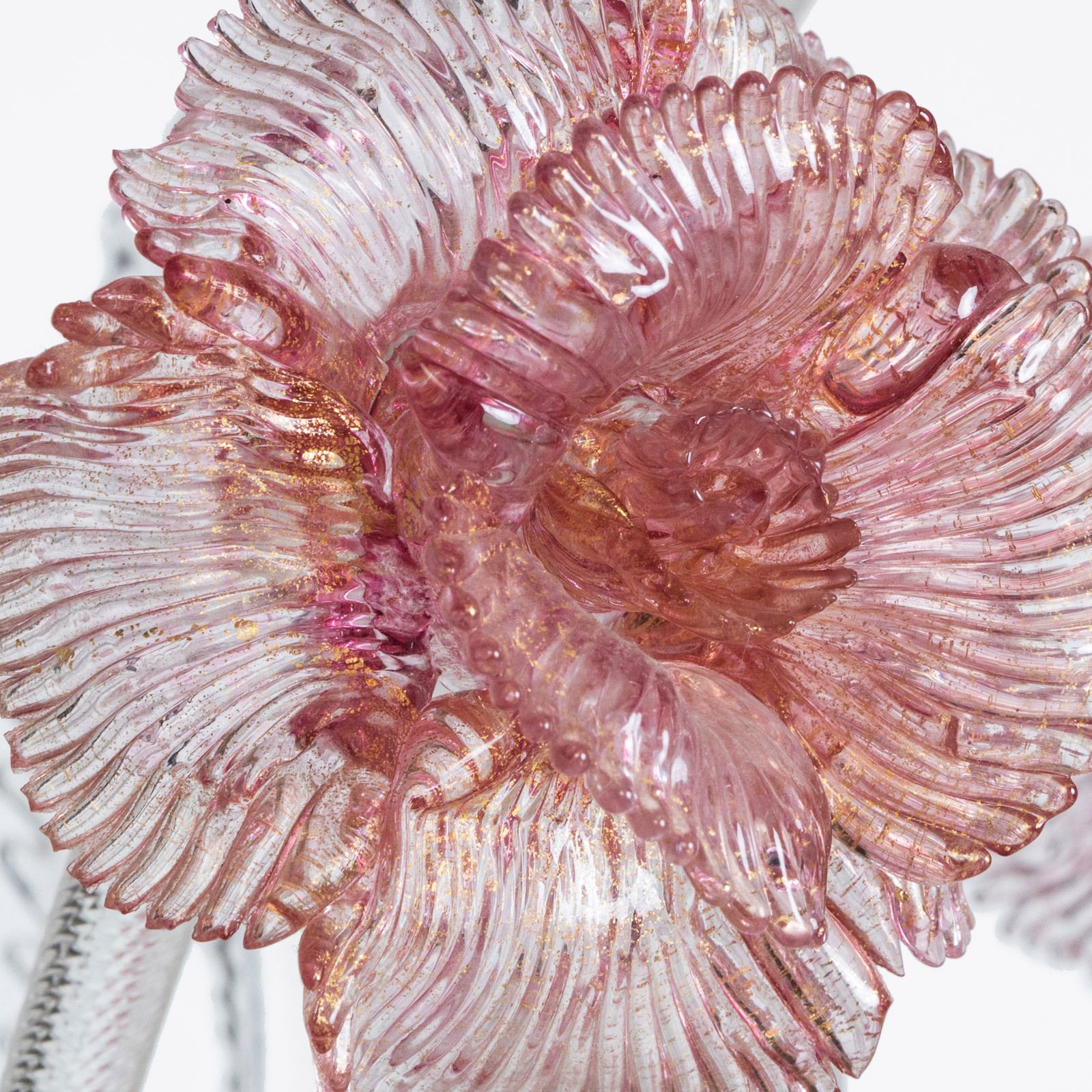 Vintage Venetian Murano Glas Kroonluchter Met 6 Lichten In Wit En Roze photo Verlichting
