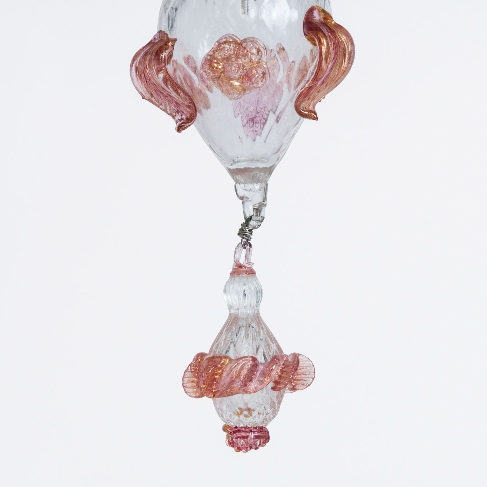 Vintage Venetian Murano Glas Kroonluchter Met 6 Lichten In Wit En Roze photo vinterior