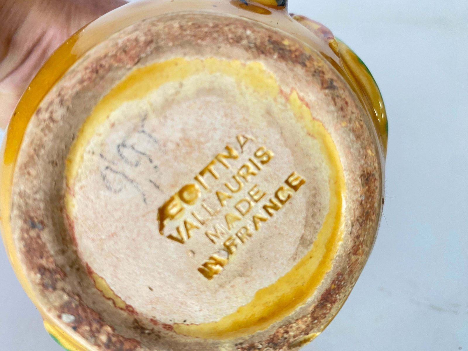 Vallauris Ocher Earthenware Olive Pot France 1970 Yellow Color photo furniture
