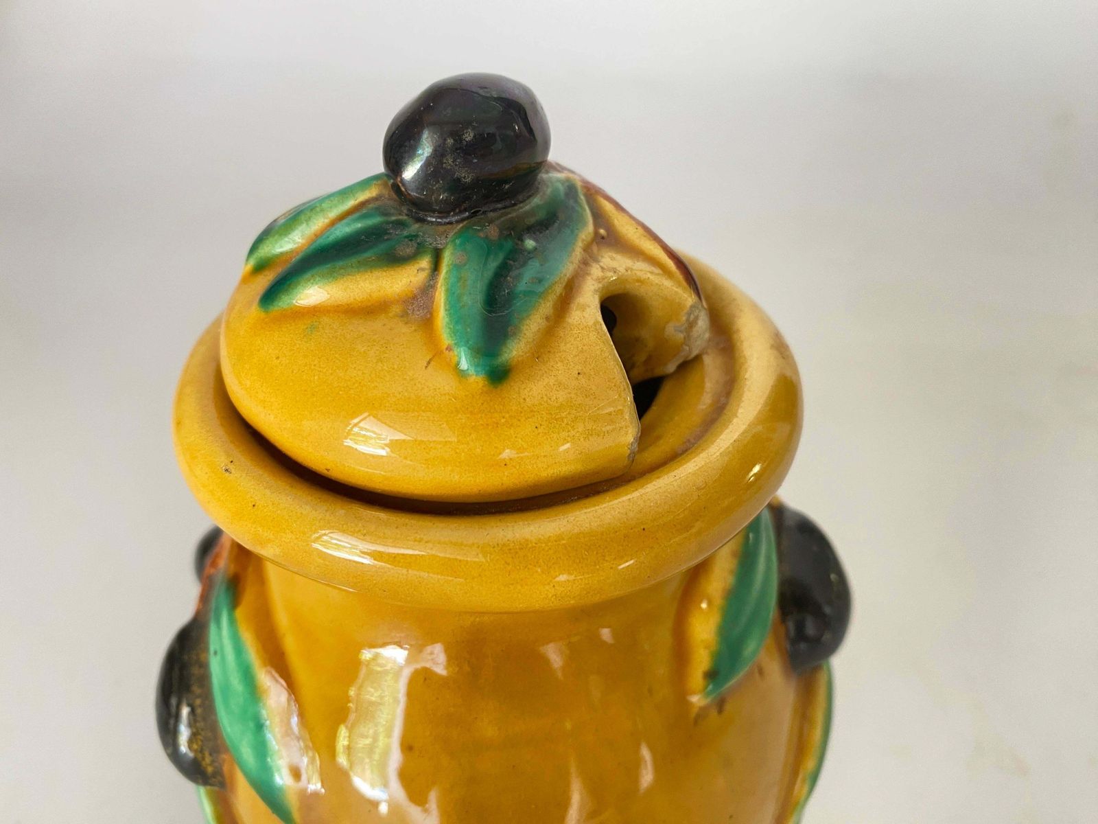 Vallauris Ocher Earthenware Olive Pot France 1970 Yellow Color photo 286.0