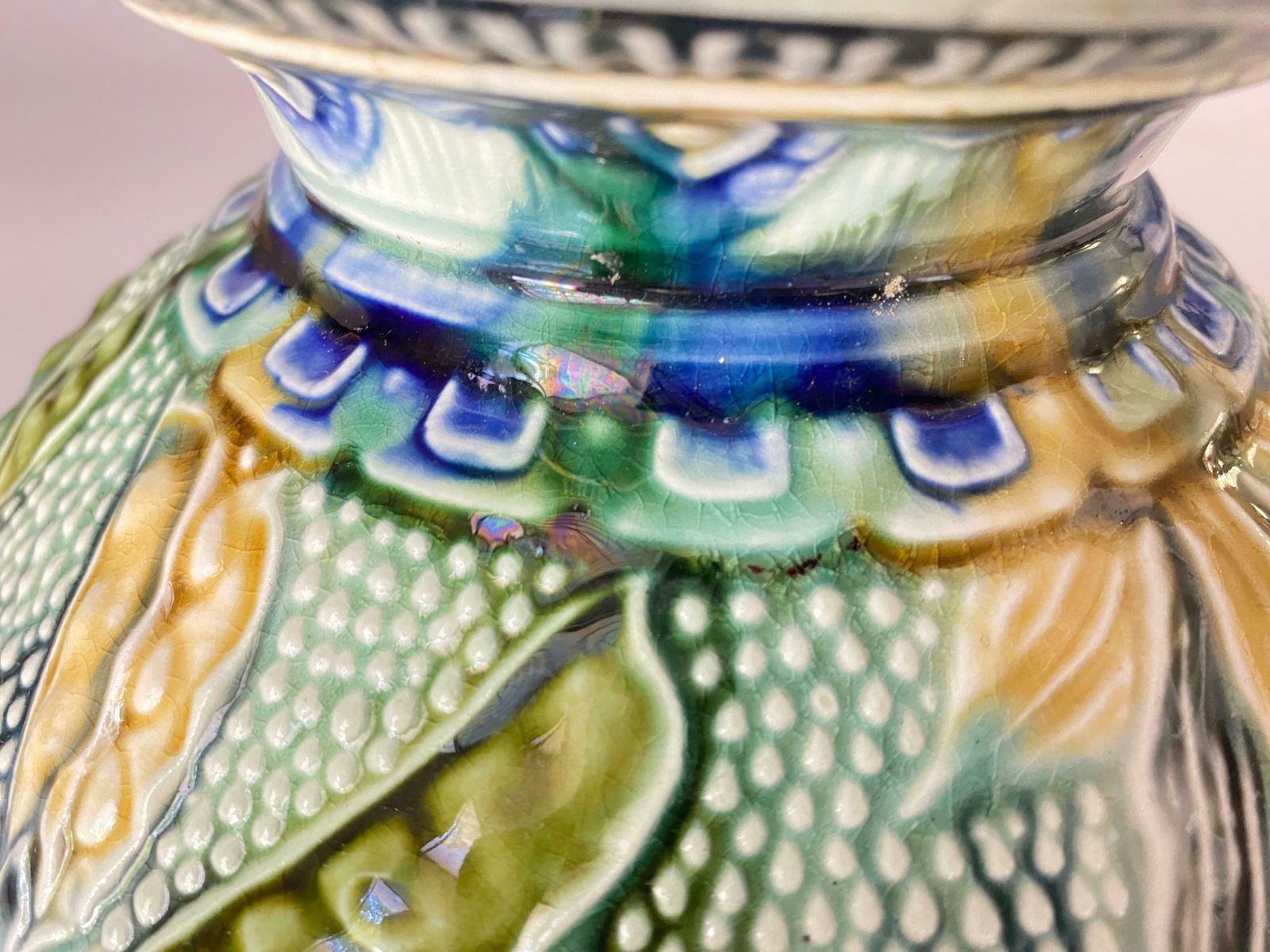 Majolica Bowl Or Vide Poche Blue Green White Colors Circa 1900 Belgium photo furniture