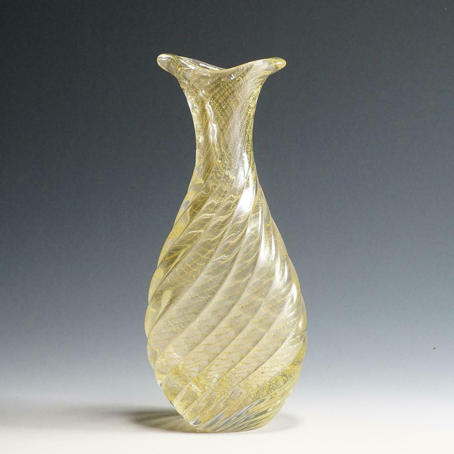 Flavio Poli For Seguso Vetri D'arte Vase Incrociato Oro 1949 photo furniture