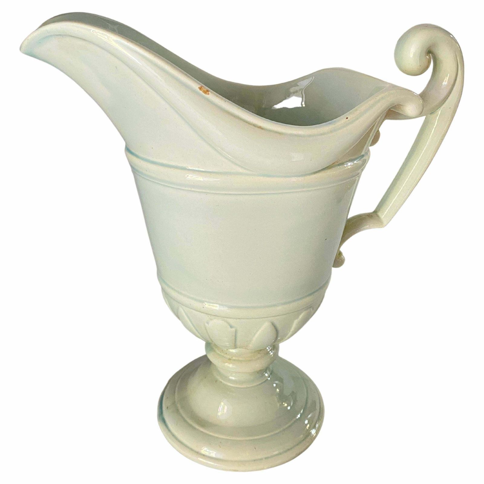 Decorative Urn In White Porcelain By Gien France 1930 Signed