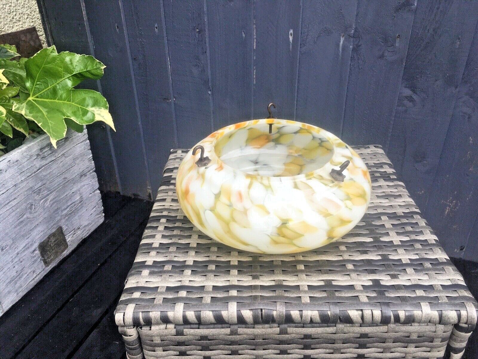 Lighting Art Deco 30's Marbled Orange Amber Splatter Glass Ceiling Flycatcher Light Shade photo