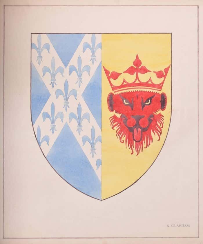 Lion Heraldic Design Coat Of Arms Shield Watercolour By S Clapham