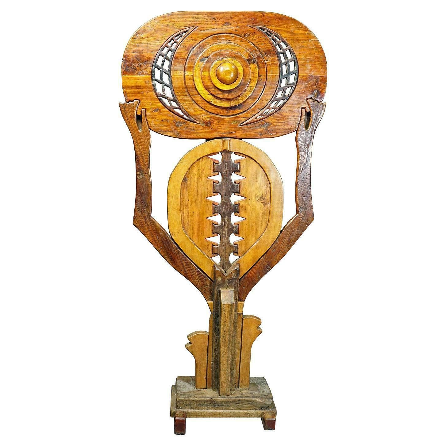 Vintage Houten Sculptuur Atlante Van Luciano Bertolotto, Italië