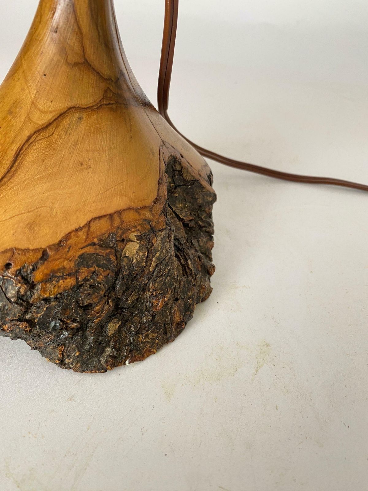 Sculptural Table Lamp Carved On In Olive Wood France 1950 photo buy