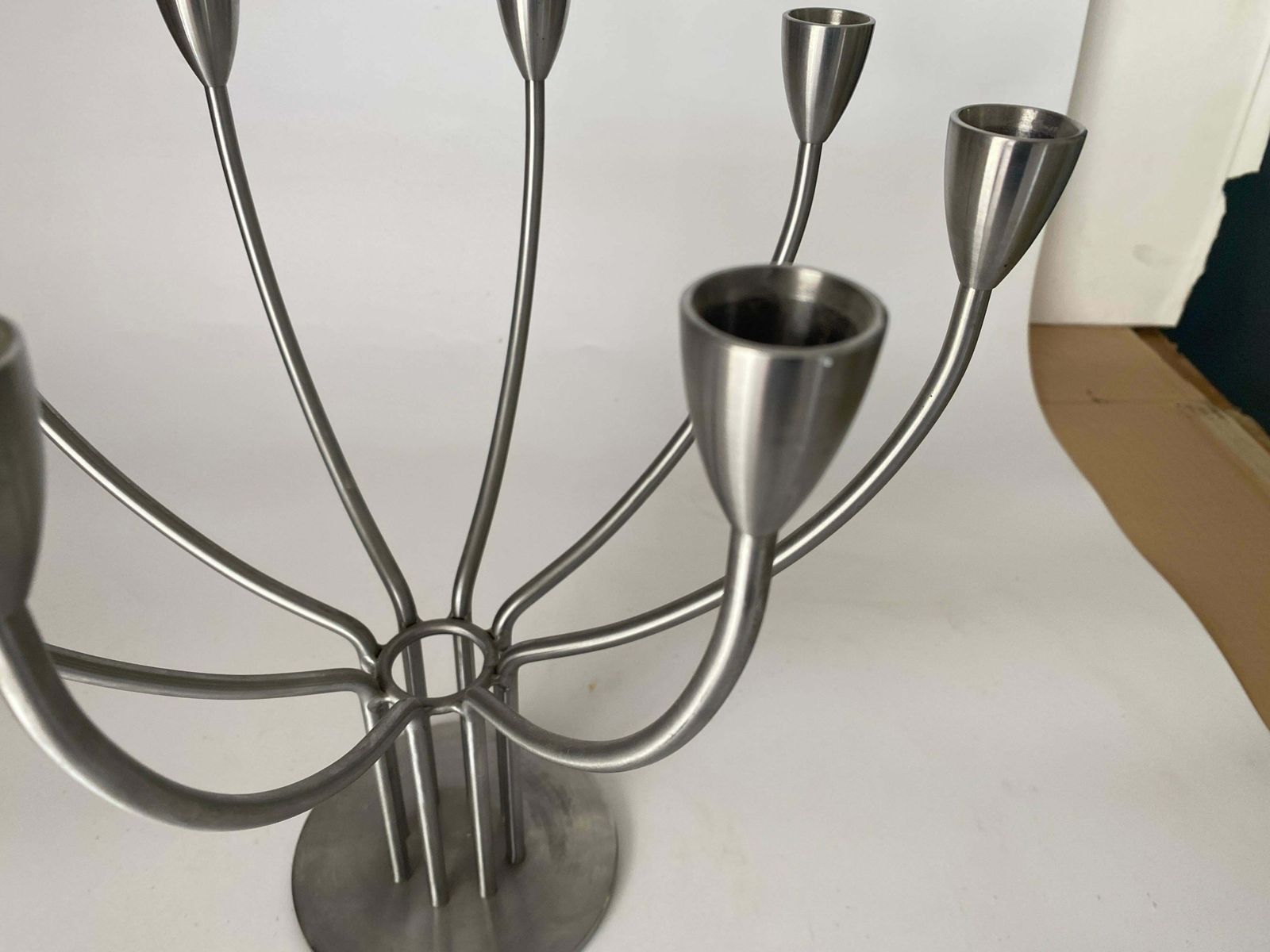 Metal Candleholder By Hagberg Swenden 20th Century Siver Color 8 Arms photo vinterior