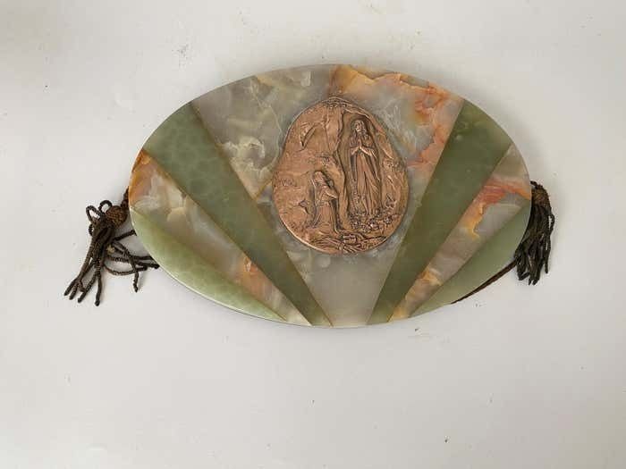photo furniture Wall Decorative Plate In Onyx And Brass Art Deco Style France Circa 1940