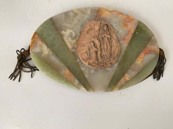 photo for sale Wall Decorative Plate In Onyx And Brass Art Deco Style France Circa 1940
