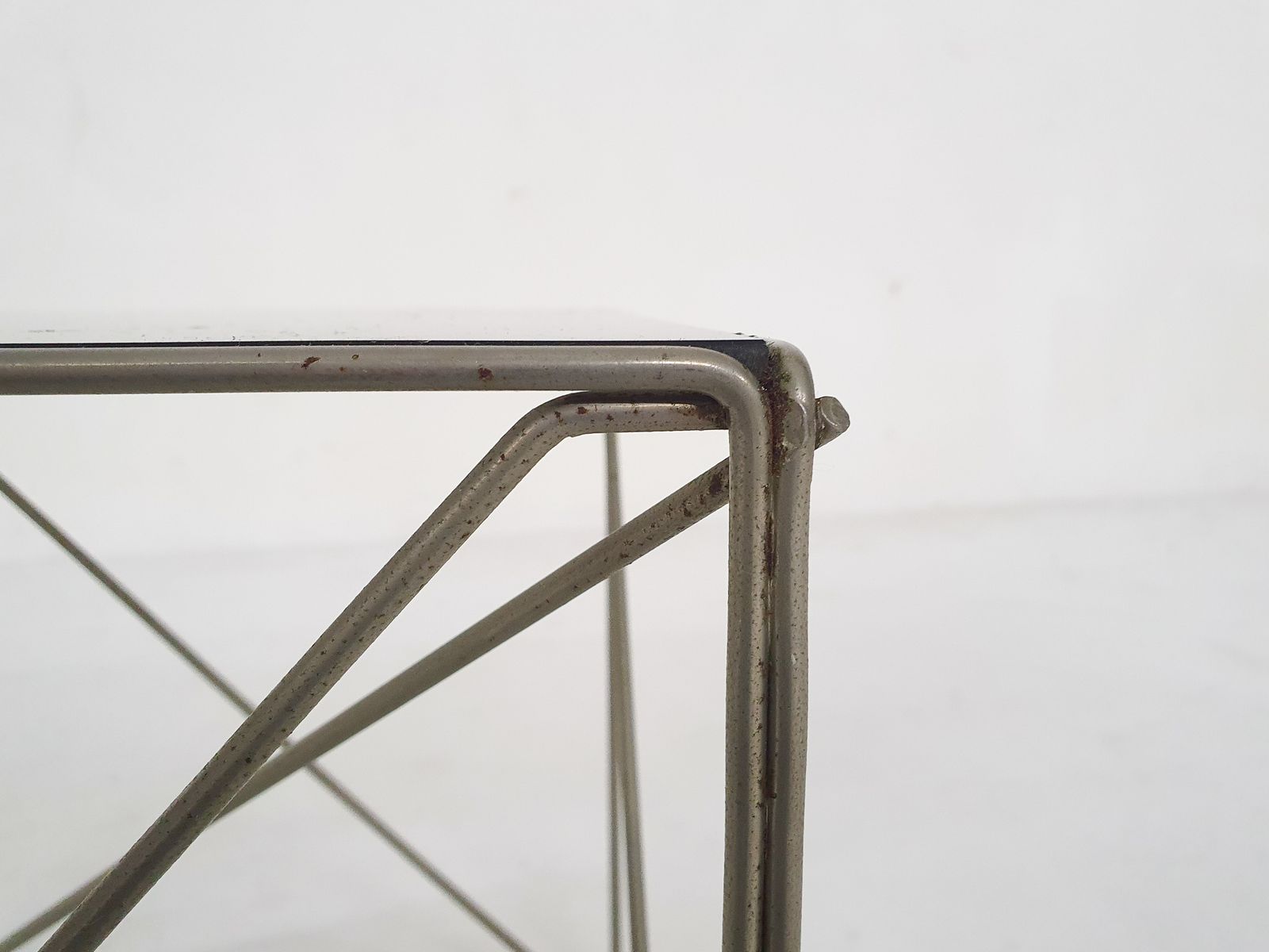 Furniture Rare Metal And Glass Side Table By Max Sauze, Isocele, France 1960's photo