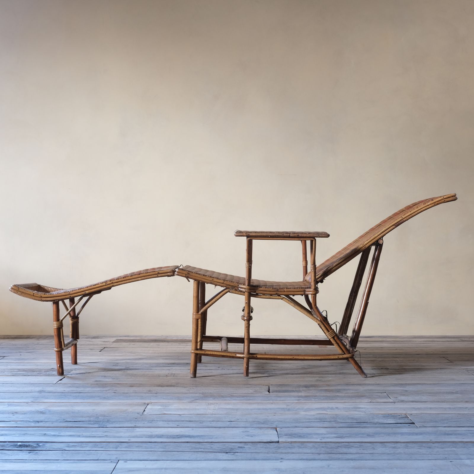 photo for sale Antique French Rattan Lounger Chaise Lounge