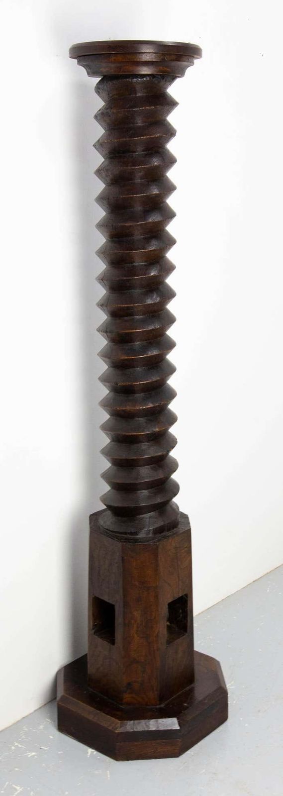 French 19th Century Wine Press Screw High Pedestal Plant Holder photo for sale