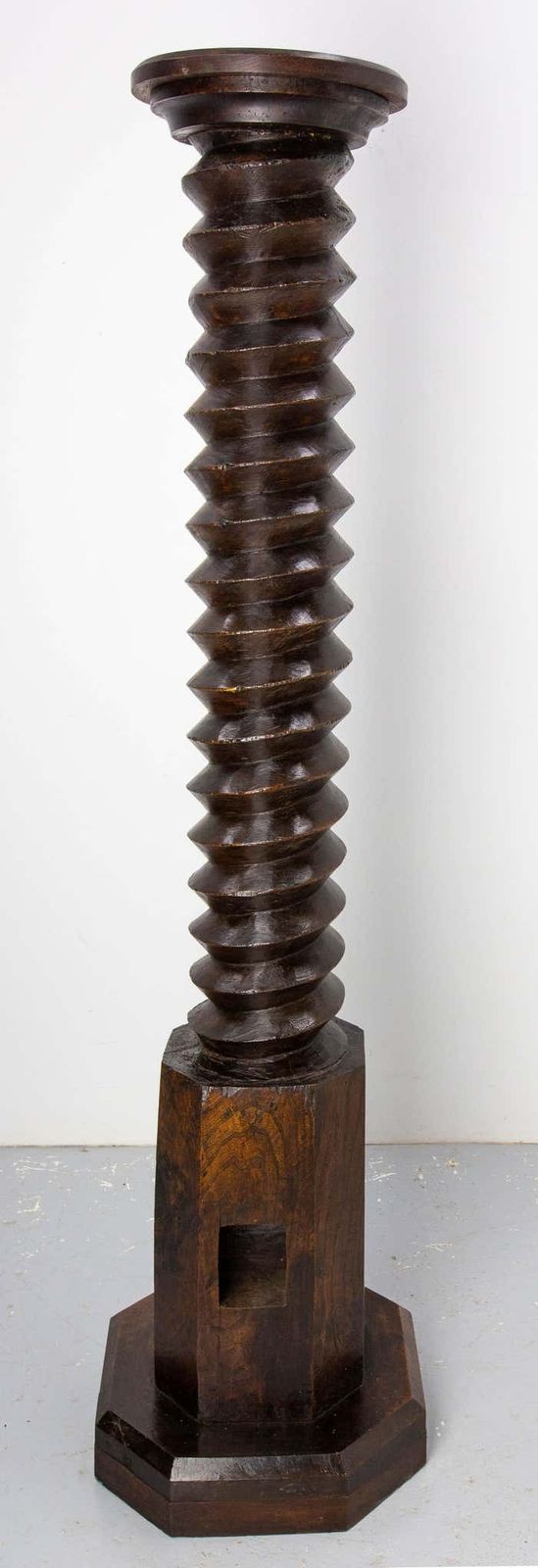 French 19th Century Wine Press Screw High Pedestal Plant Holder photo vinterior