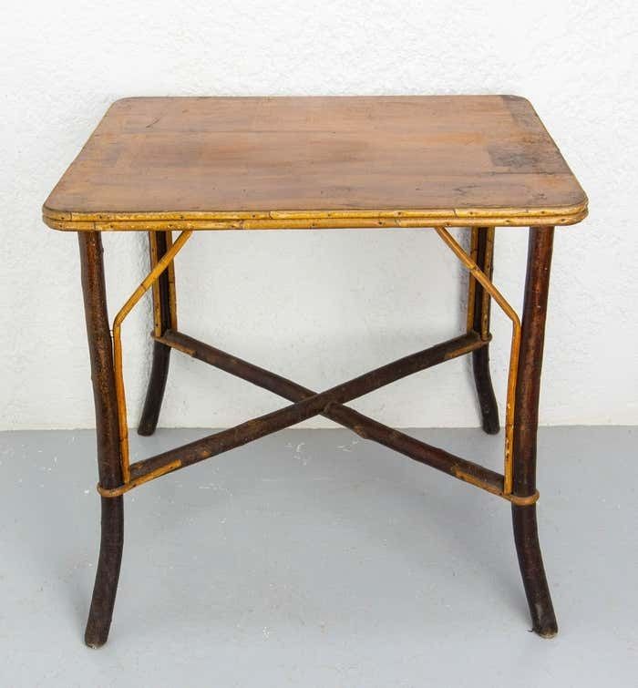 Side Table Hazel Wood, Rattan And Bambou, French Circa 1920 photo furniture