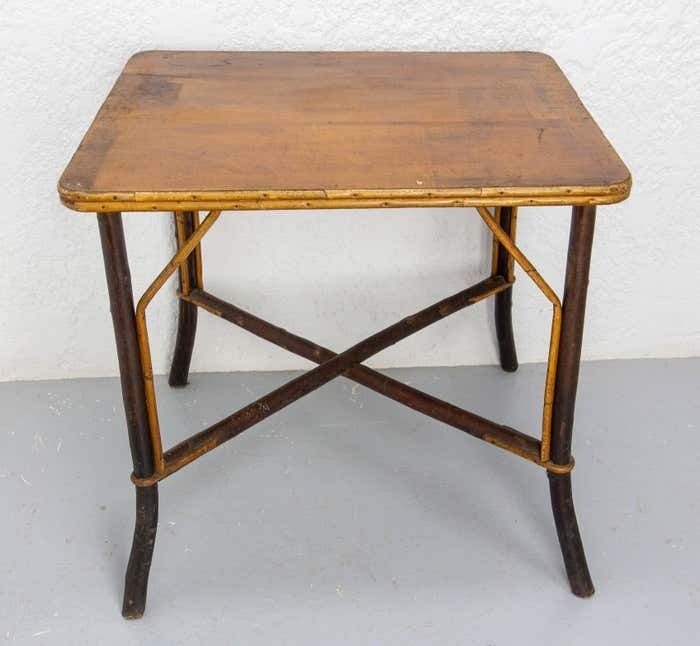 Side Table Hazel Wood, Rattan And Bambou, French Circa 1920 photo 704.0
