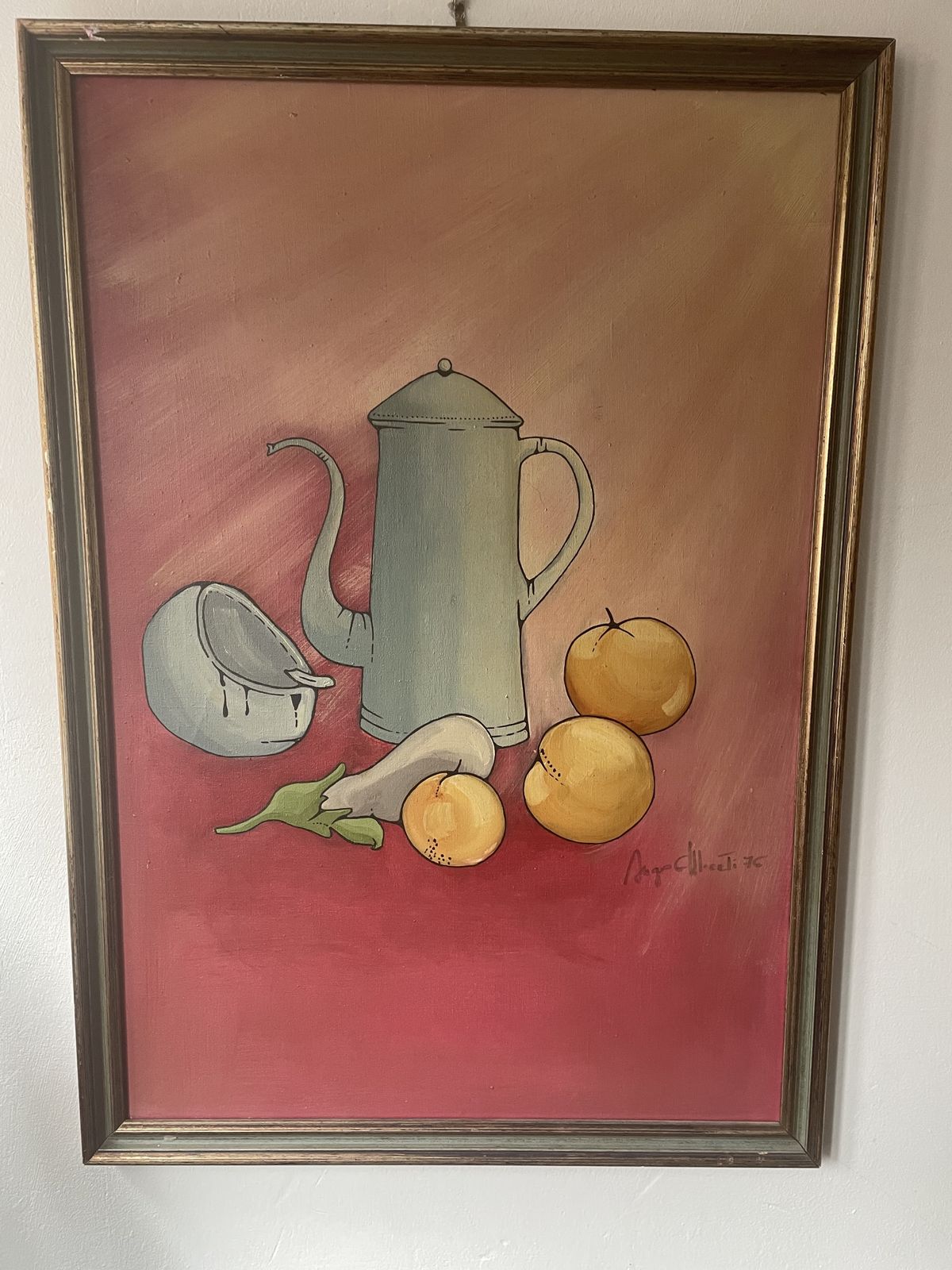 Vintage Still Life Of Fruit And Coffee Pot photo Art
