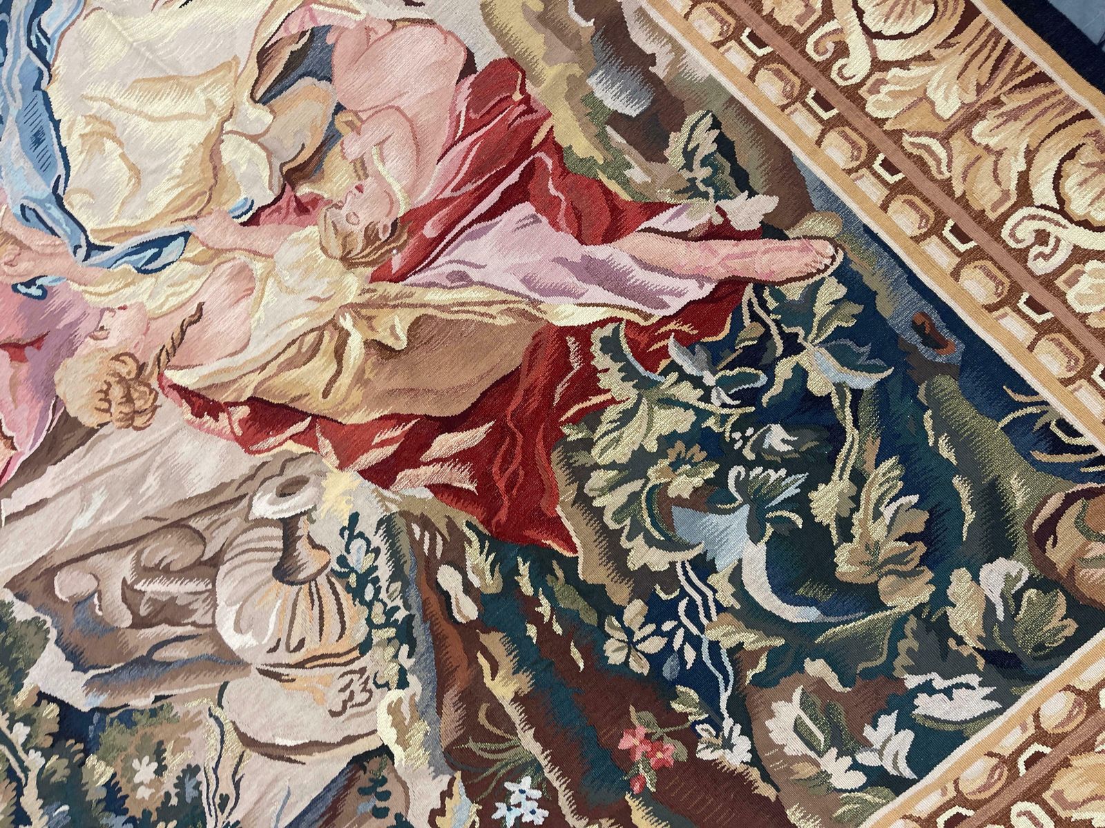 French Tapestry Carpet Wall Decoration Aubusson Rug Handwoven Wool Pictorial Rug photo for sale