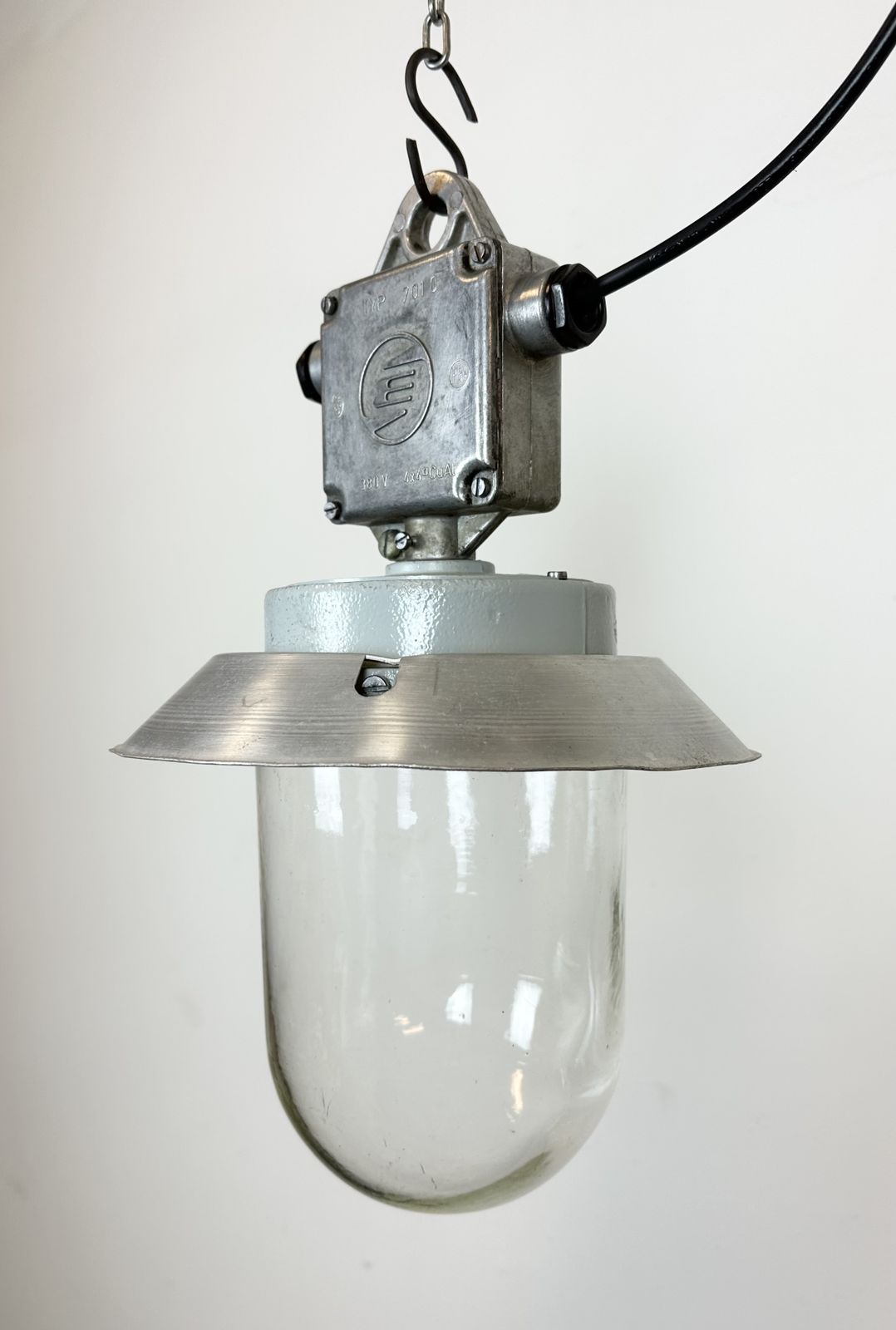 Industrial Aluminium Light With Clear Glass Cover From Elektrosvit, 1970s, 4x photo for sale