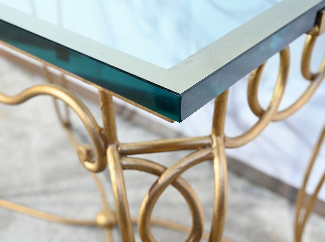 Small Table In Golden Wrought Iron And Glass, Drouet Spirit, 1970 photo Furniture