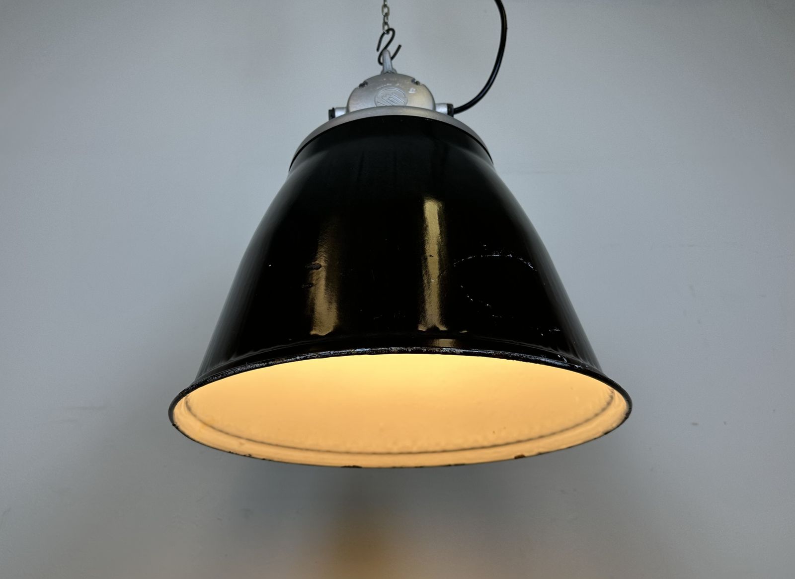 199.0 Industrial Black Enamel Factory Pendant Lamp, 1960s, 49x photo