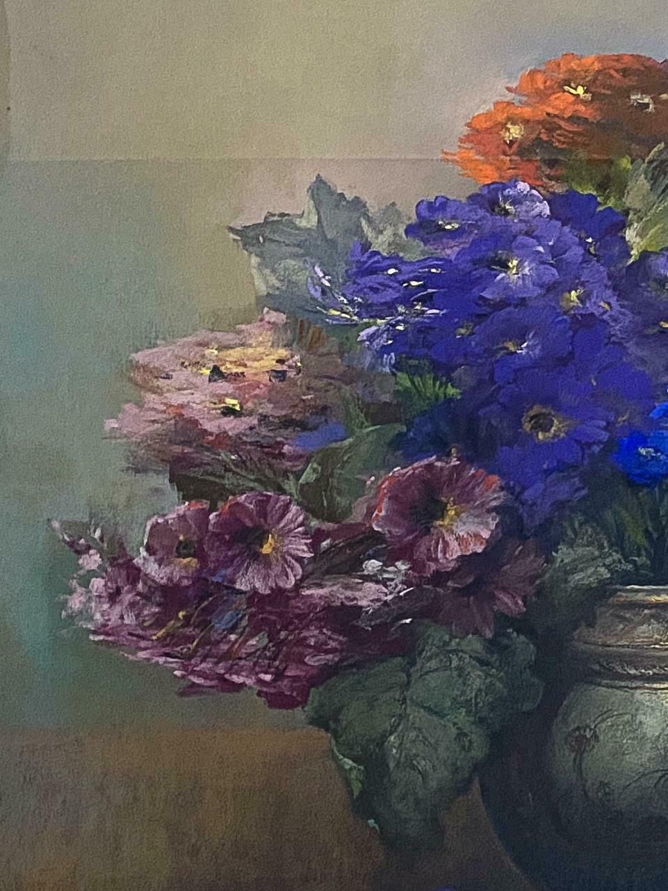 5107.0 Pastel Painting "Vase With Flowers" Signed Jaak Van Den Seylbergh Belgium, 1950 photo