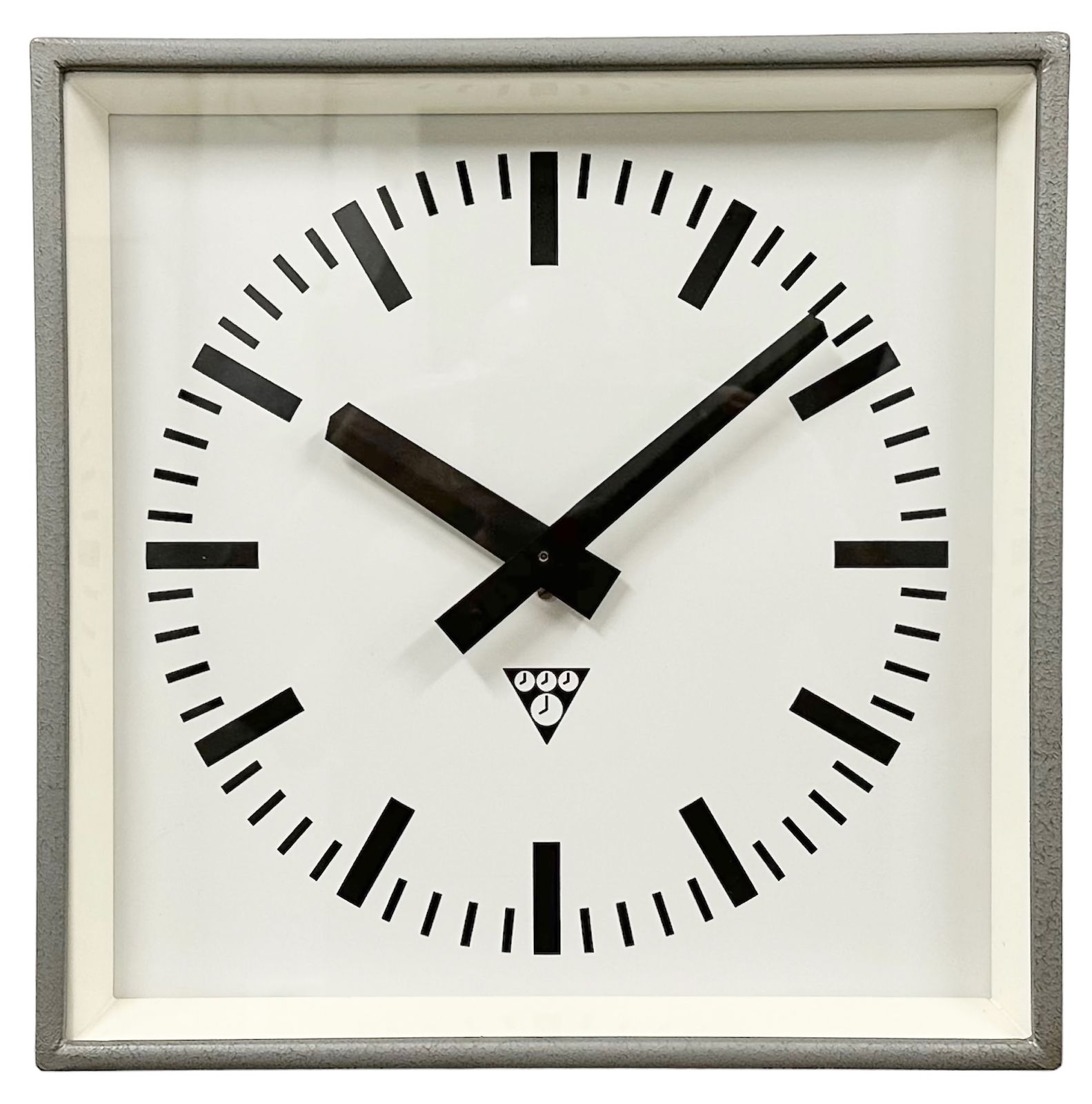 Grey Industrial Square Wall Clock From Pragotron, 1970s, 2x