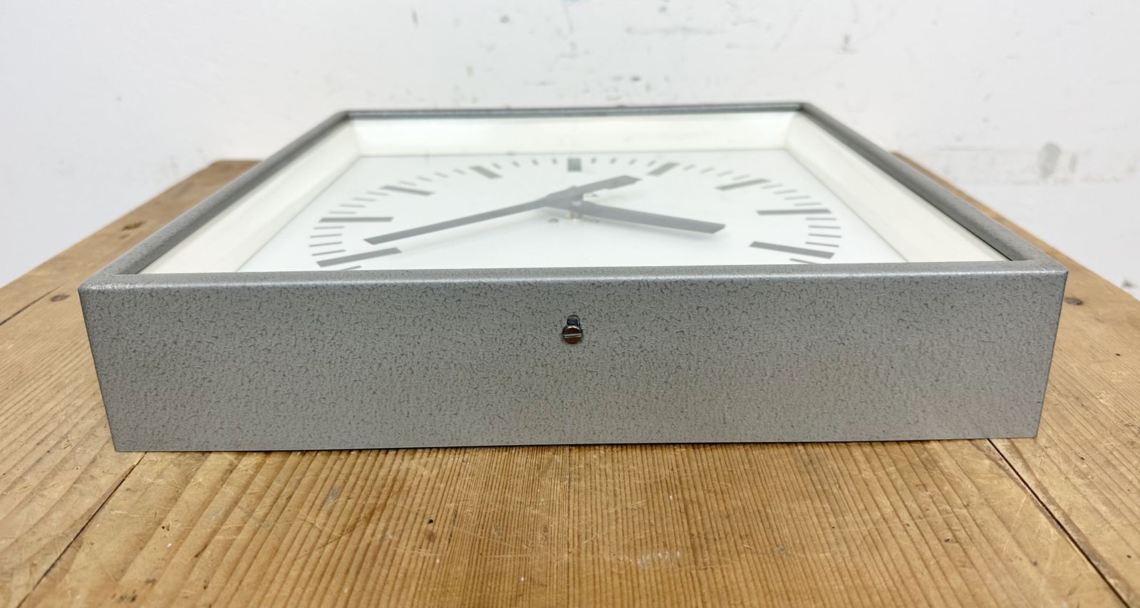photo buy Grey Industrial Square Wall Clock From Pragotron, 1970s, 2x
