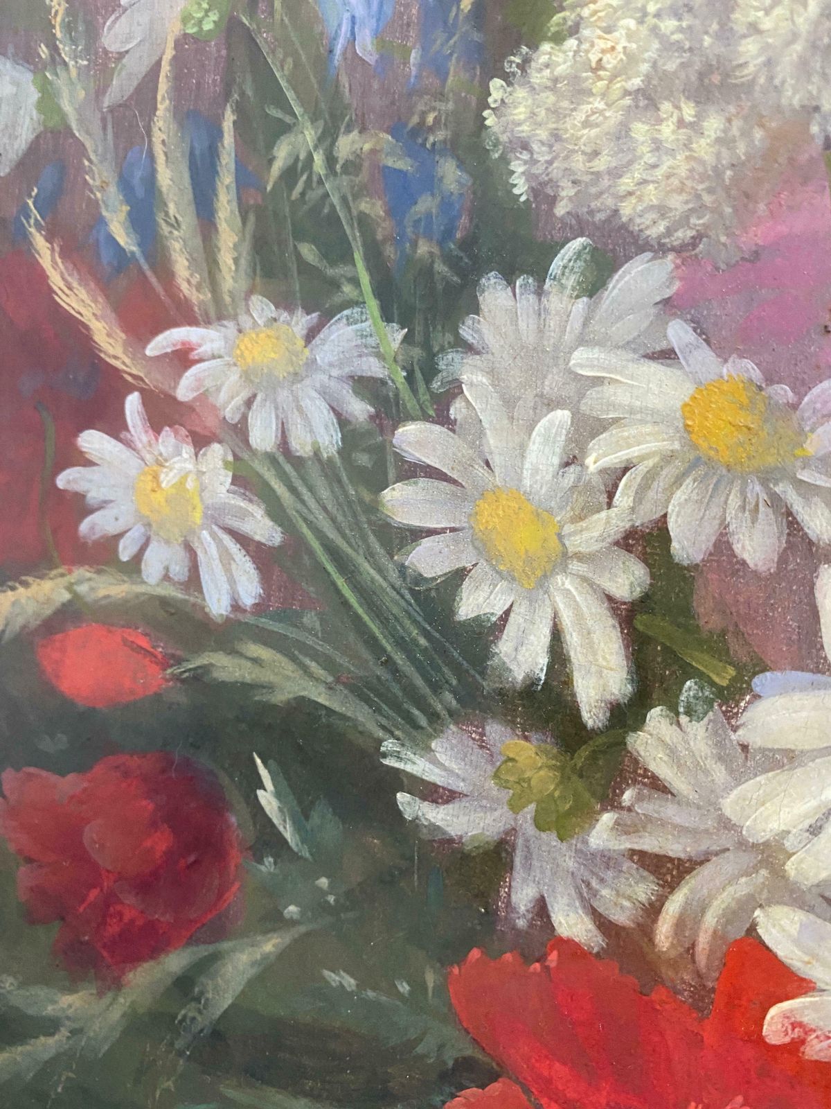 Antique Oil Painting "Flowers Of The Field" Signed, Second Half Of The 19th Century, France photo vinterior