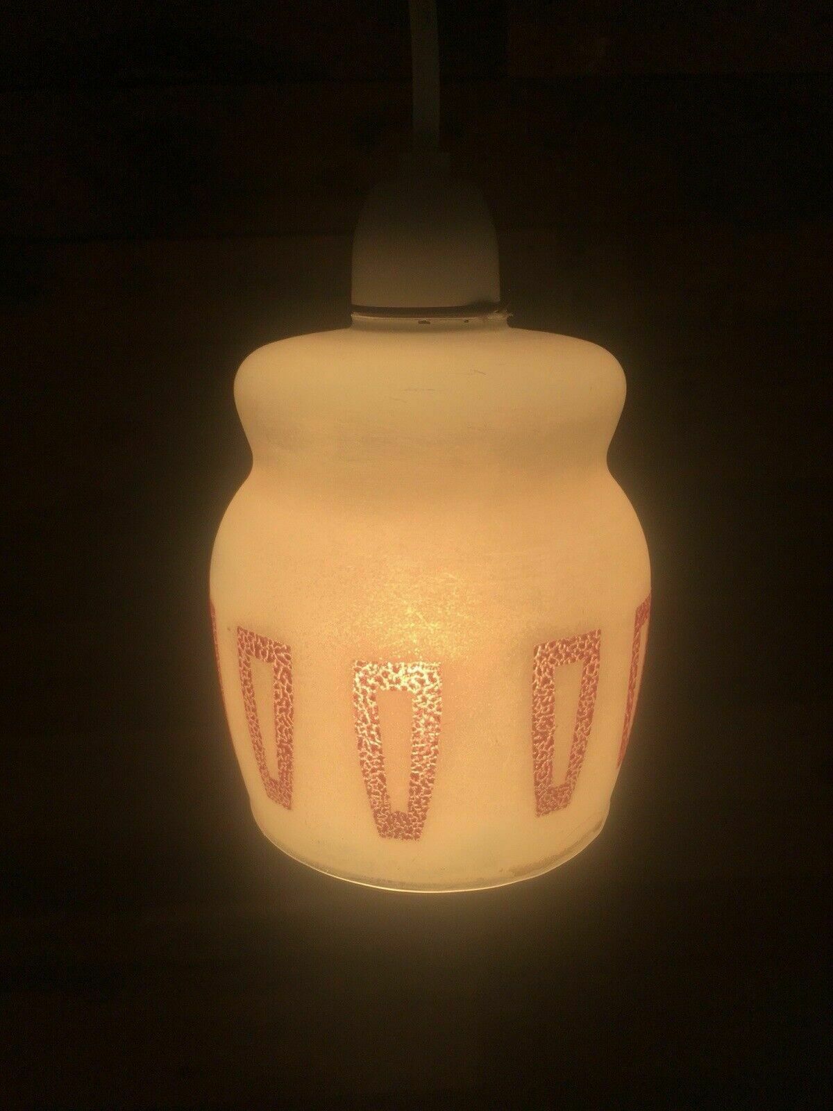 photo buy Retro 70's White & Pink Sugar Frosted Geometric Light Lamp Shade Vintage 60's