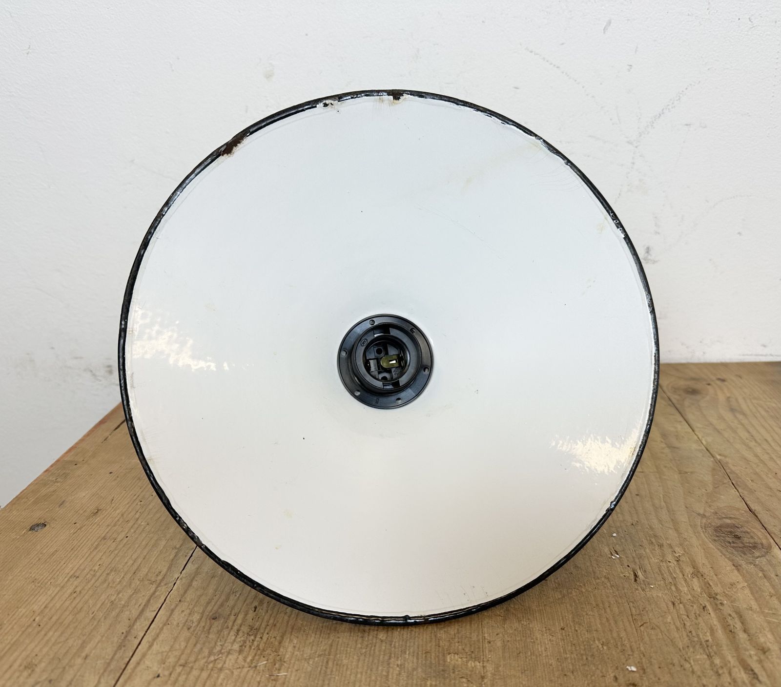 Industrial Petrol Enamel Military Pendant Lamp With Cast Aluminium Top, 1960s, 4x photo Lighting