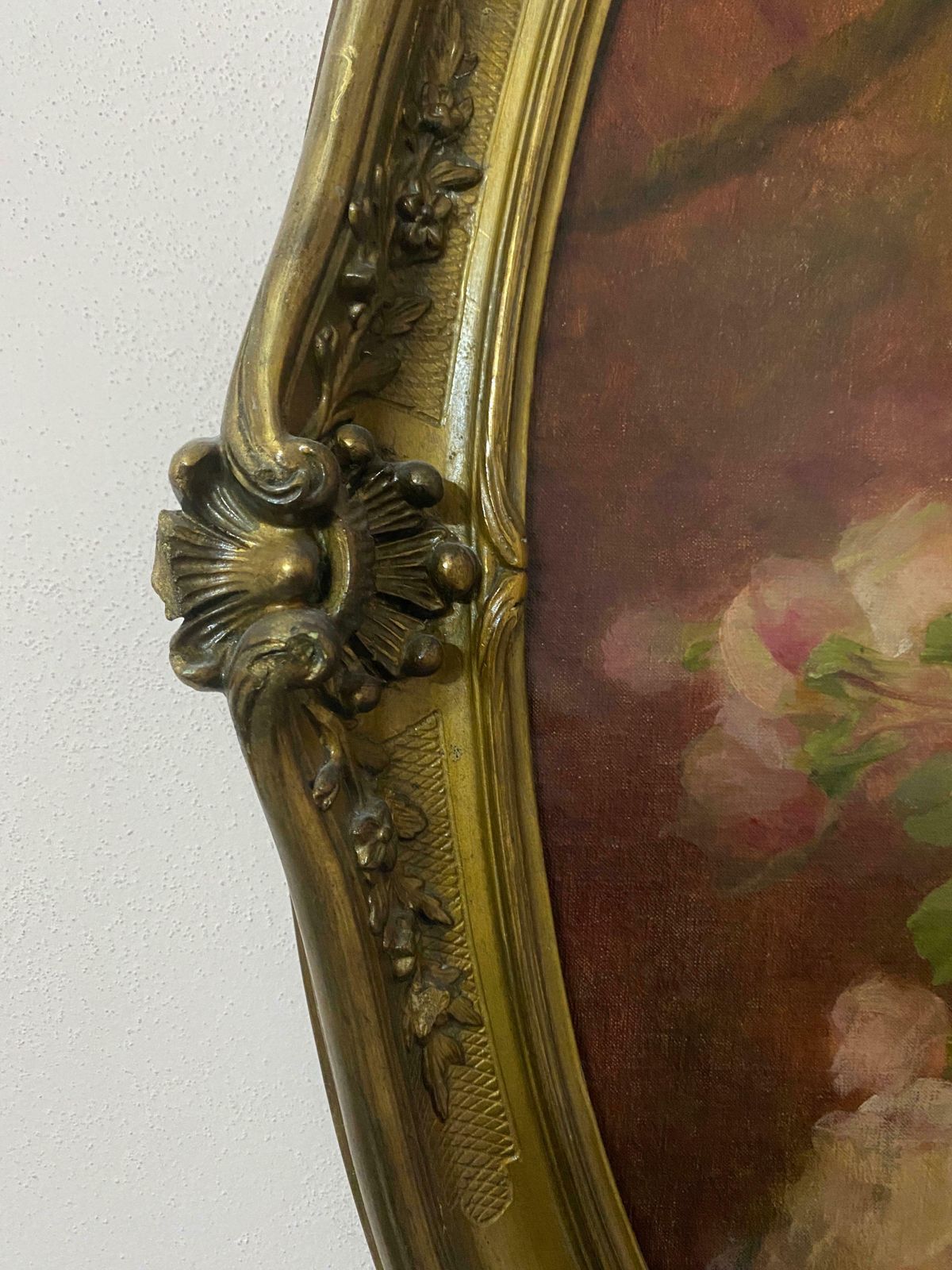 Antique Oil Painting "Still Life With Flowers" Signed Guerin Therese Early 1900s photo vintage