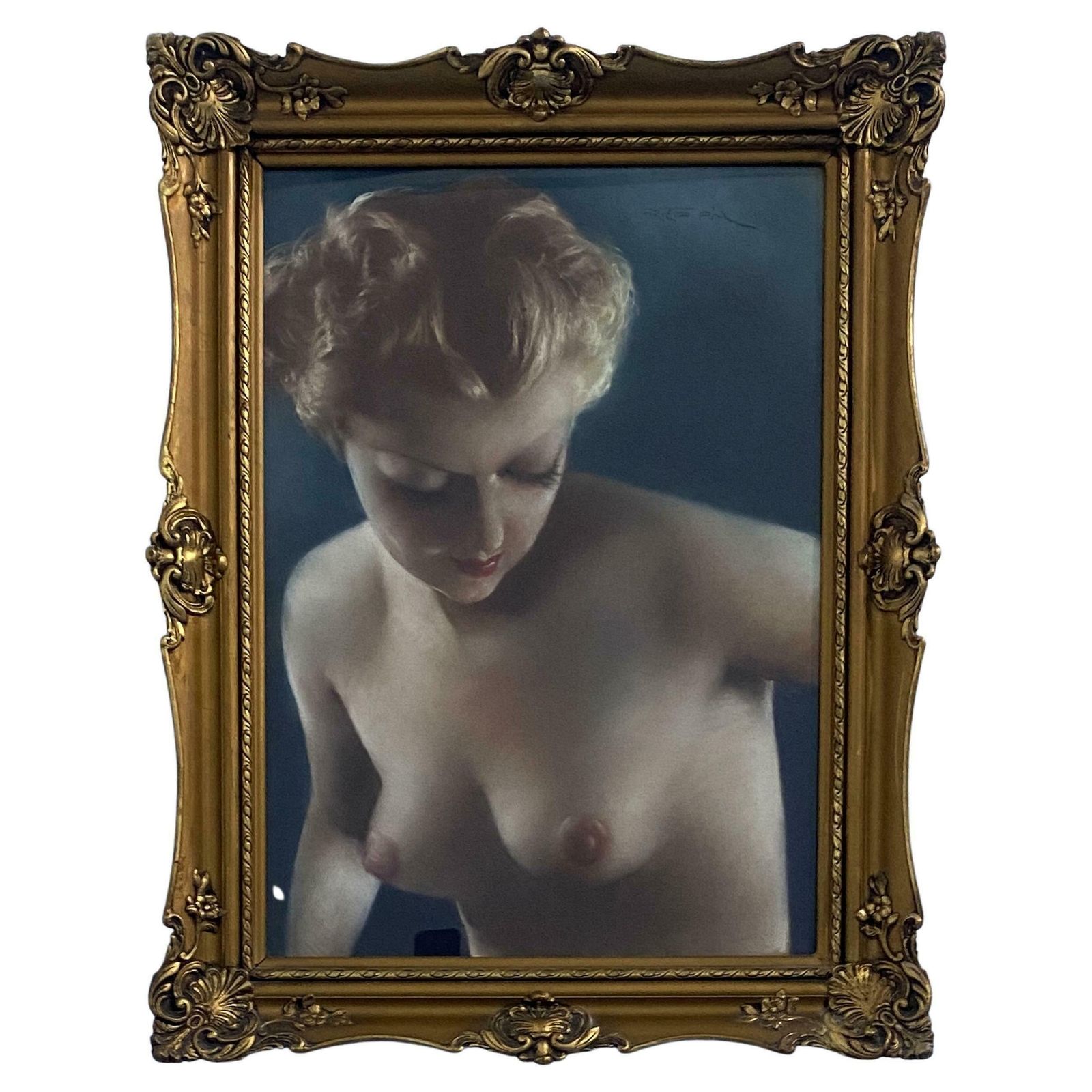 Art Deco Pastel Painting "Nude Of A Woman" Signed Fried Pal, 1930s