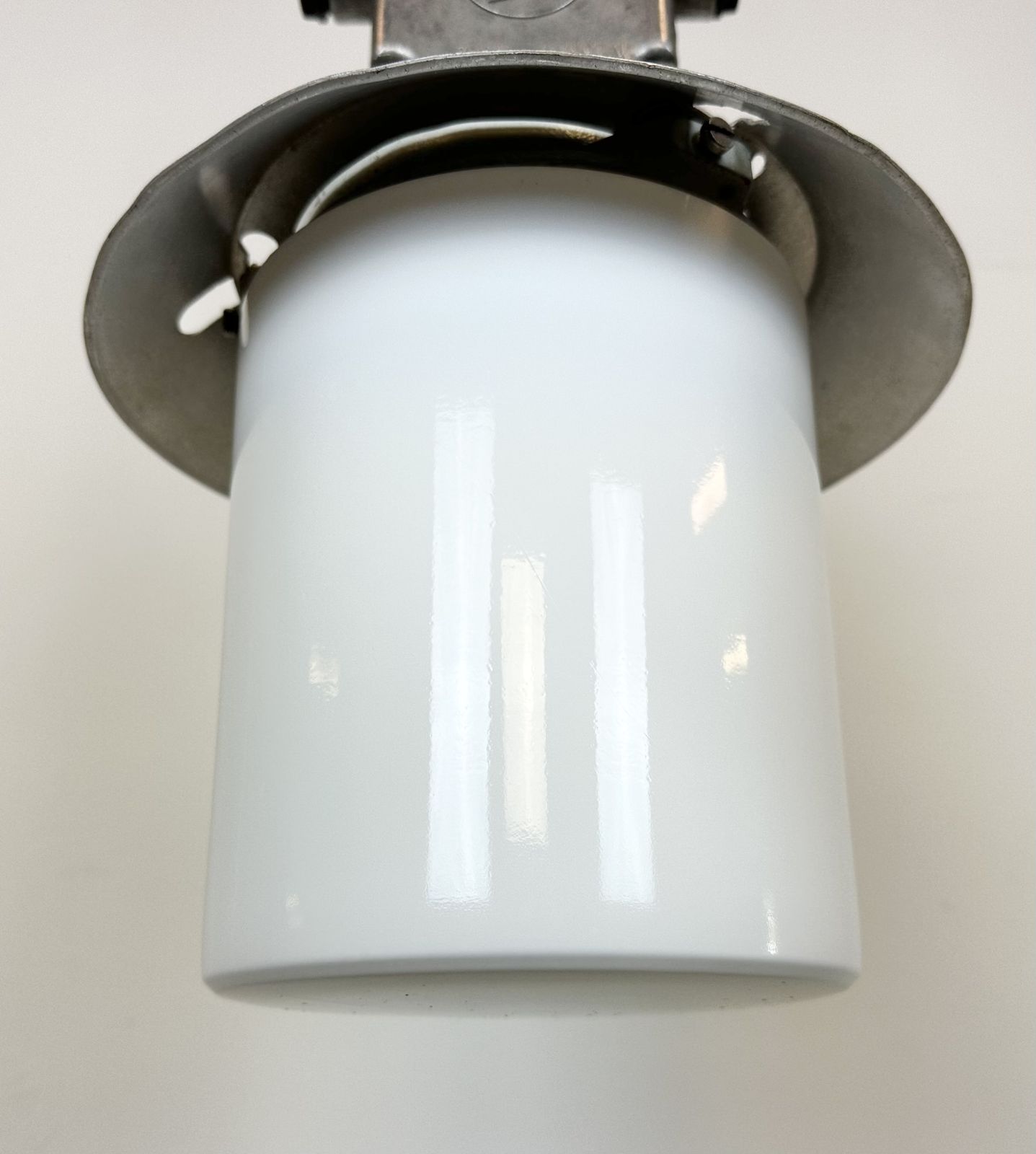 Industrial Aluminium Light With Milk Glass Cover From Elektrosvit, 1970s, 15x photo vinterior