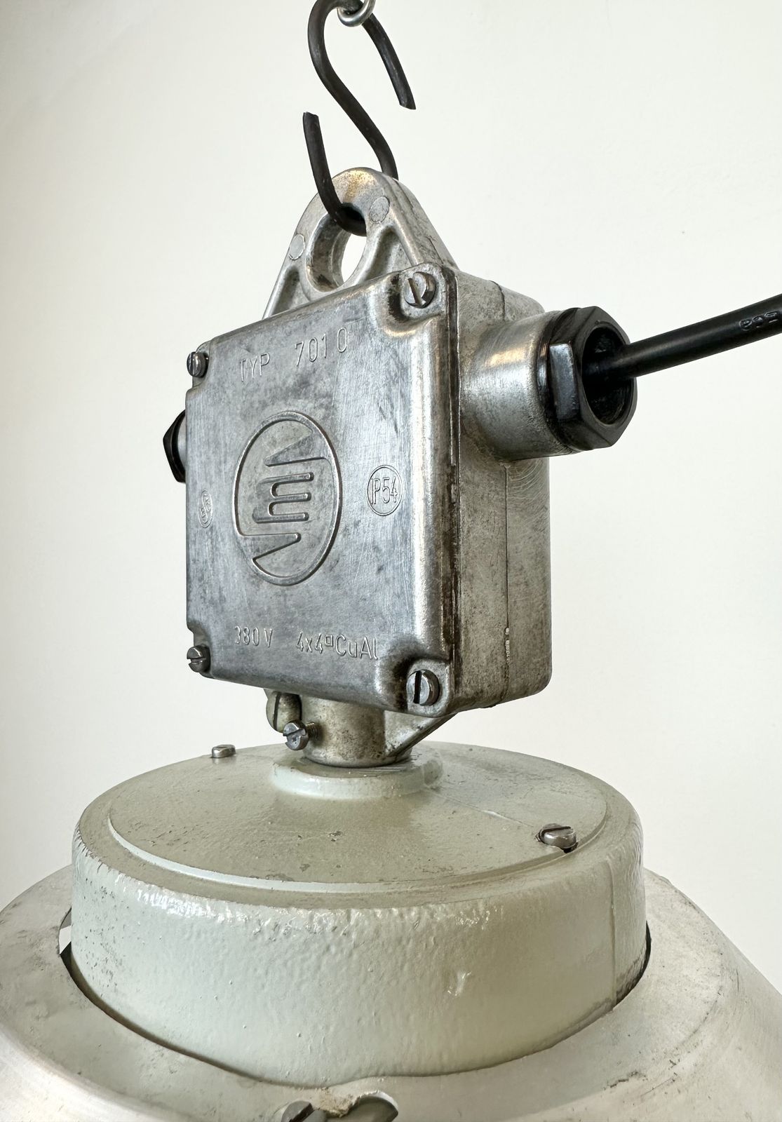 Industrial Aluminium Light With Milk Glass Cover From Elektrosvit, 1970s, 15x photo vintage