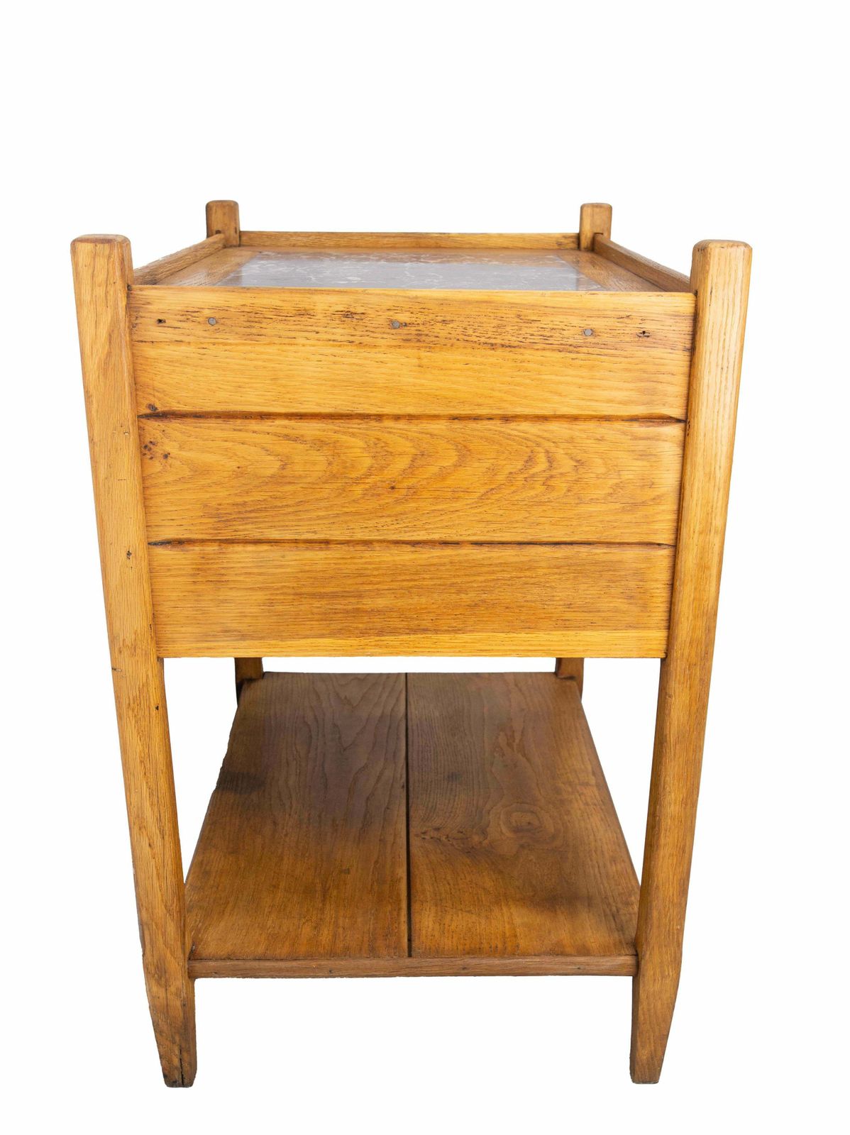 Oak & Marble Dessert With Two Drawers, Circa 1940 France photo for sale