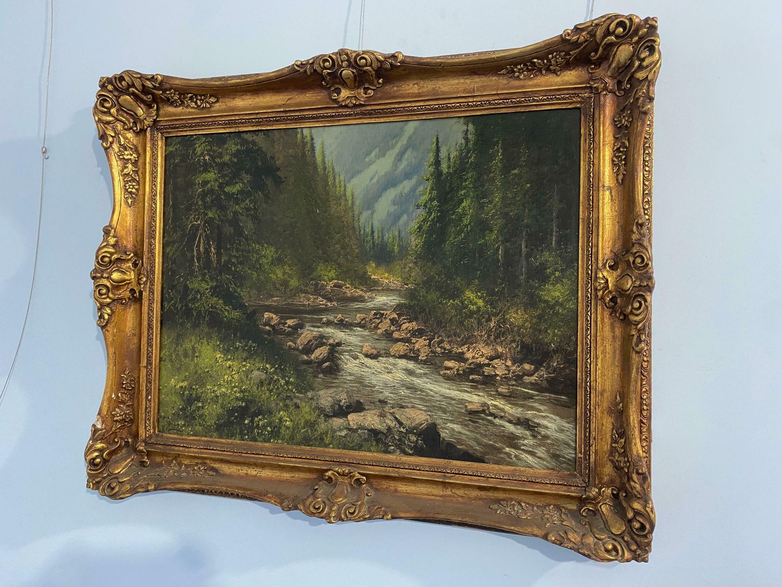 Antique Oil Painting "Mountain Landscape With Stream" By Lazlo Neogrady photo vinterior
