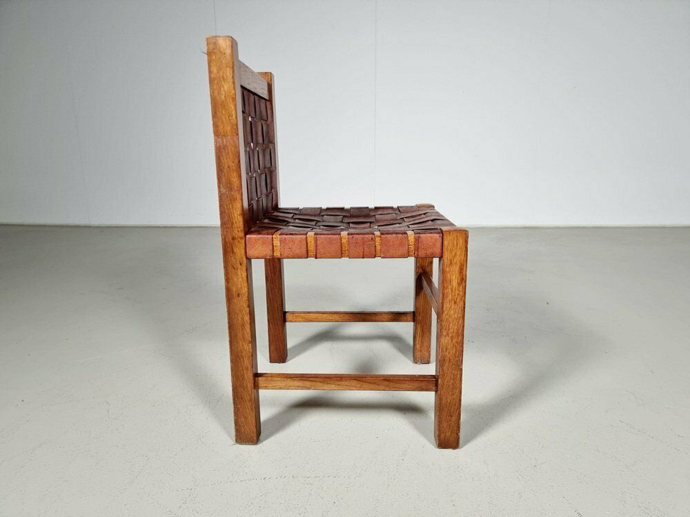 Oak Brutalist Dining Chairs, Belgium, 1970s, Set Of 5 photo buy