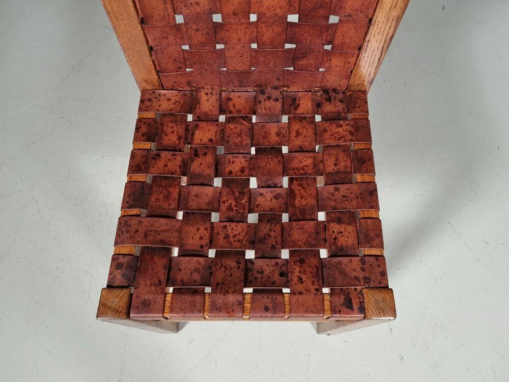 photo furniture Oak Brutalist Dining Chairs, Belgium, 1970s, Set Of 5