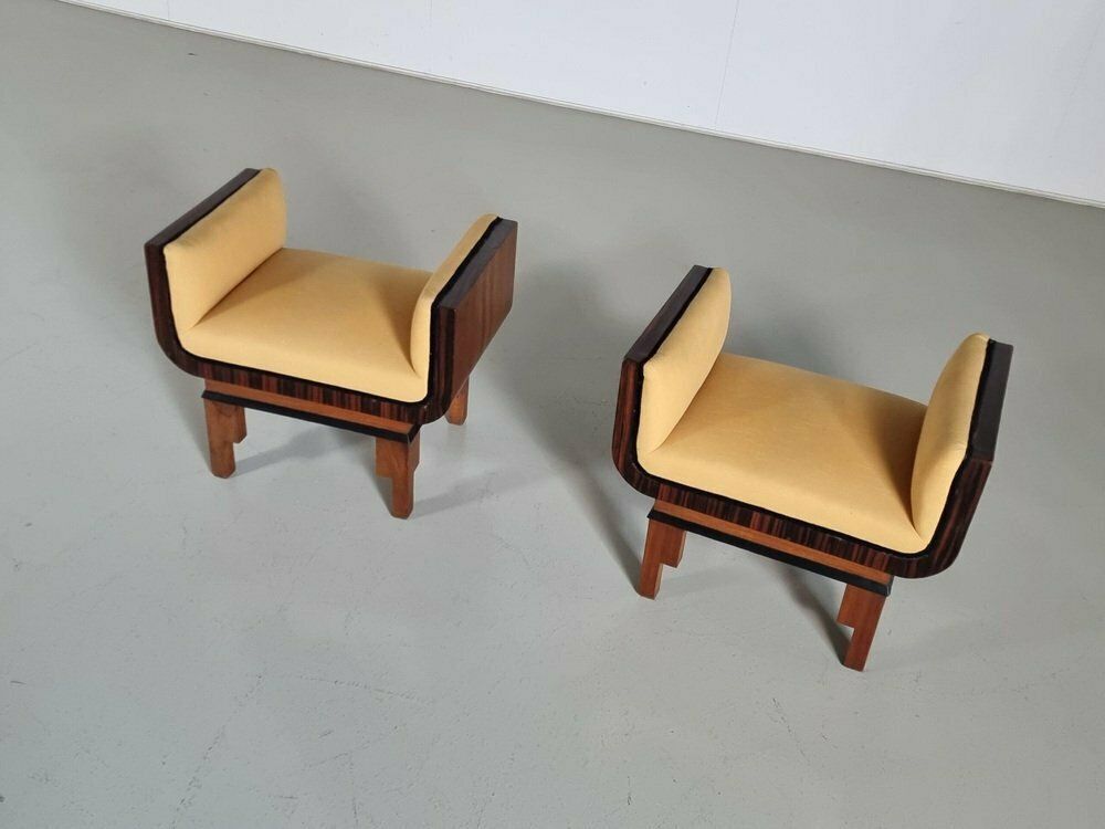 Italian Art Deco Style Walnut Benches, 1950s, Set Of 2 photo furniture