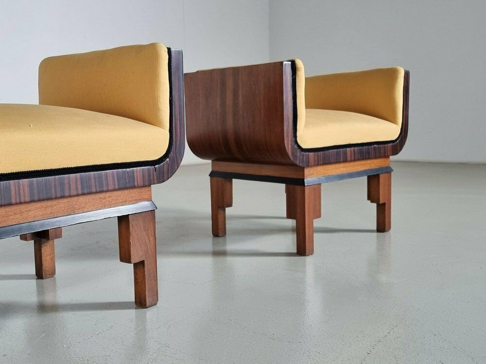 Italian Art Deco Style Walnut Benches, 1950s, Set Of 2 photo 4311.0