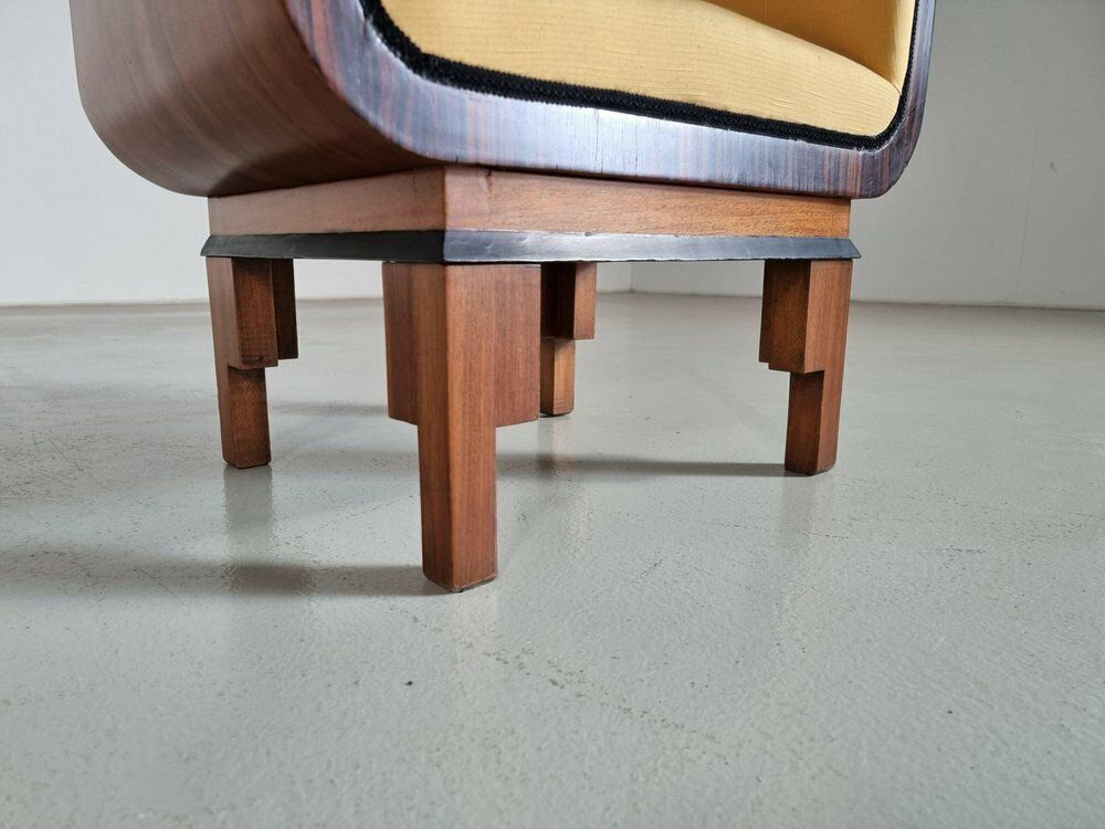 Italian Art Deco Style Walnut Benches, 1950s, Set Of 2 photo vintage