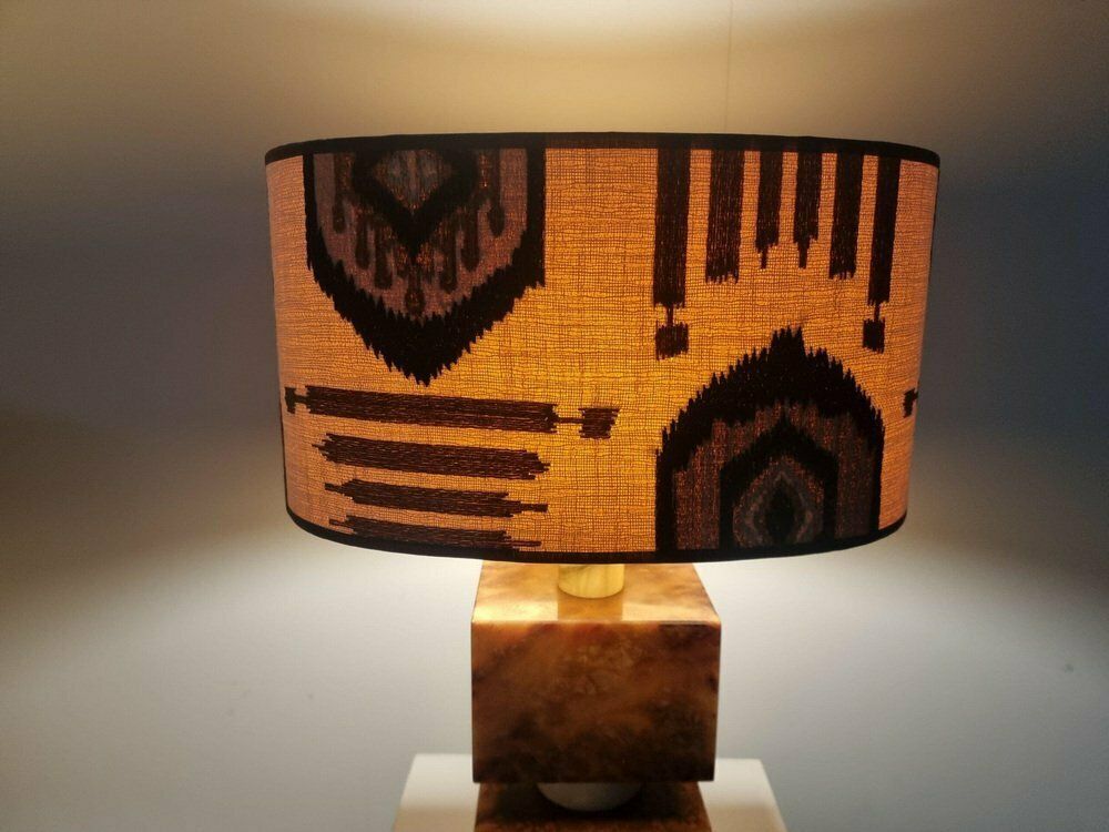 photo furniture Mid Century Italian Red And Cream Marble Table Lamps, 1960s, Set Of 2