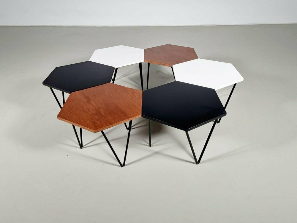 Hexagonal Coffee Tables By Isa Bergamo For Gio Ponti, 1950s, Set Of 6