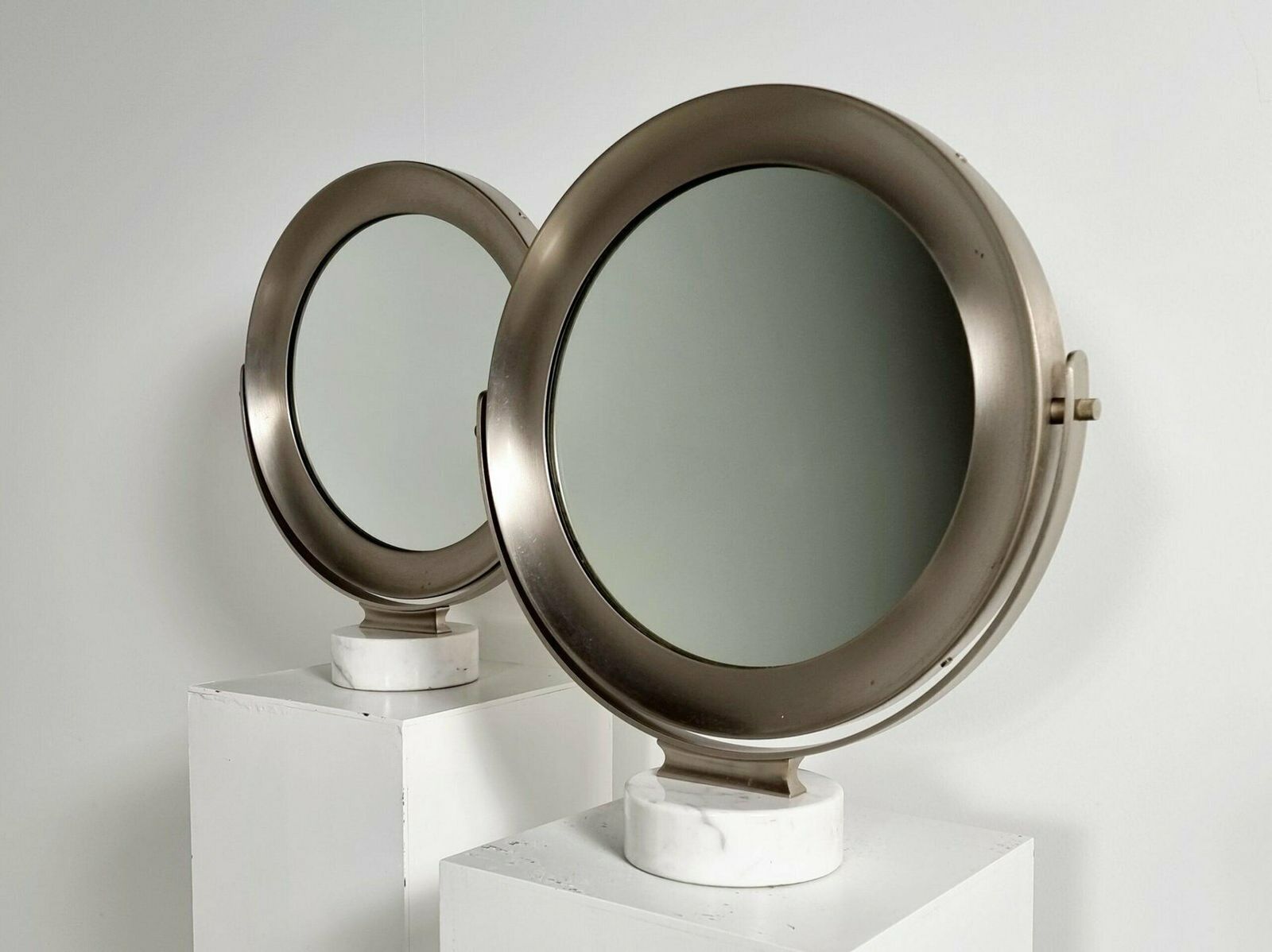 Marble And Steel Narciso Table Mirrors By Sergio Mazza For Artemide, Italy, 1970, Set Of 2 photo Home Decor